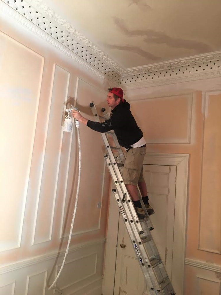 Spraying a panelled Drawing Room in Clifton